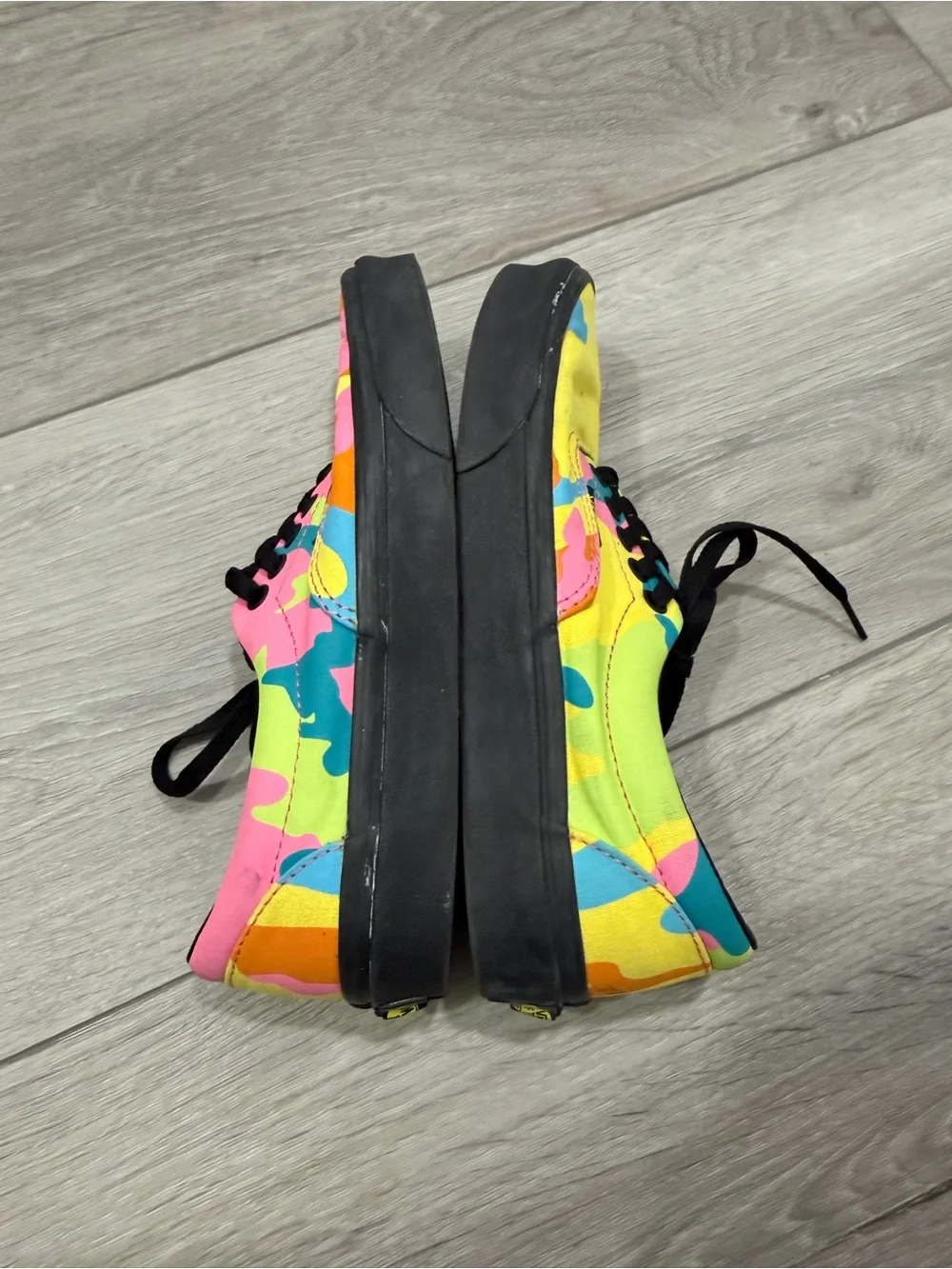 Women’s Vans Era Neon Camo and Black Sneakers Size 8